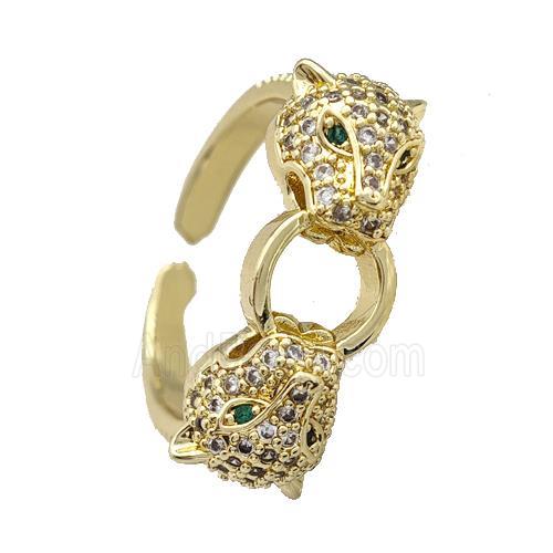 Copper Leopard Rings Micro Pave Zirconia Gold Plated