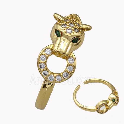 Copper Leopard Rings Micro Pave Zirconia Gold Plated