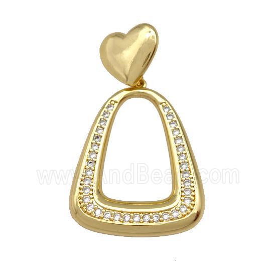 Copper Teardrop Pendant Pave Zirconia Heart Gold Plated