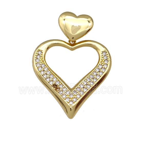 Copper Heart Pendant Pave Zirconia Heart Gold Plated