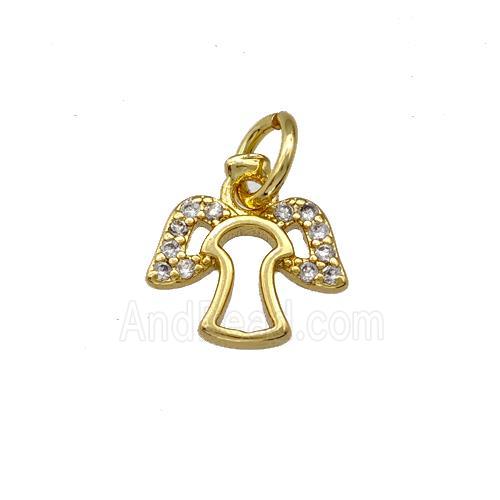 Copper Angel Pendant Pave Zirconia Gold Plated