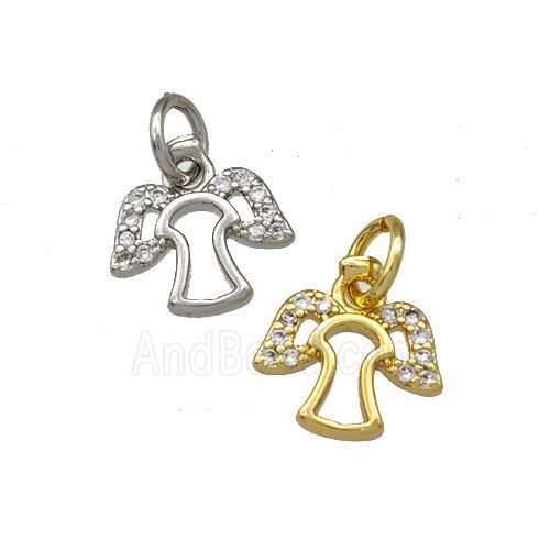 Copper Angel Pendant Pave Zirconia Mixed