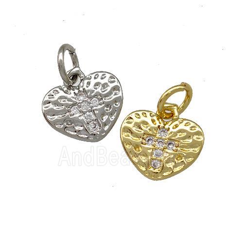 Copper Heart Pendant Micro Pave Zirconia Cross Mixed
