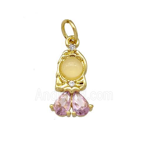 Copper Kids Girls Pendant Pave Zirconia Gold Plated