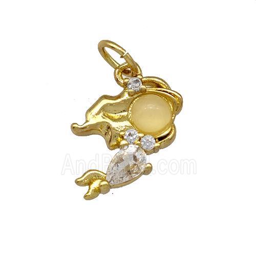 Copper Kids Girls Pendant Pave Zirconia Gold Plated