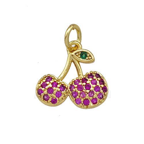 Copper Strawberry Pendant Micro Pave Zirconia Gold Plated