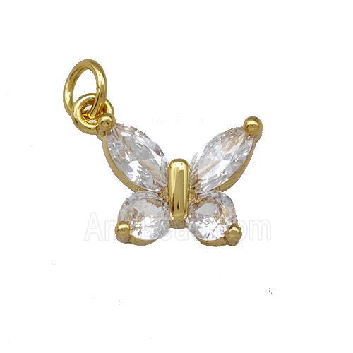Copper Butterfly Pendant Pave Zirconia Gold Plated