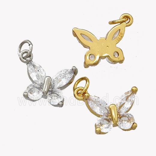 Copper Butterfly Pendant Pave Zirconia Mixed