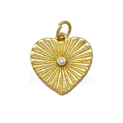 Copper Heart Pendant Pave Zirconia Gold Plated