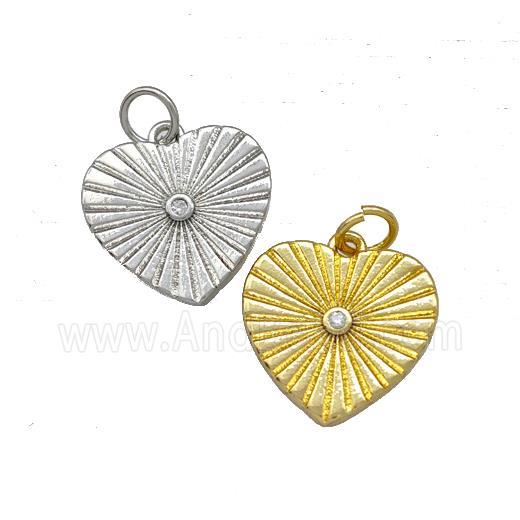 Copper Heart Pendant Pave Zirconia Mixed