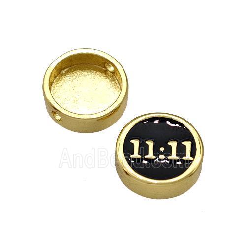 Copper Button Beads Double Eleven 11 Black Enamel Gold Plated