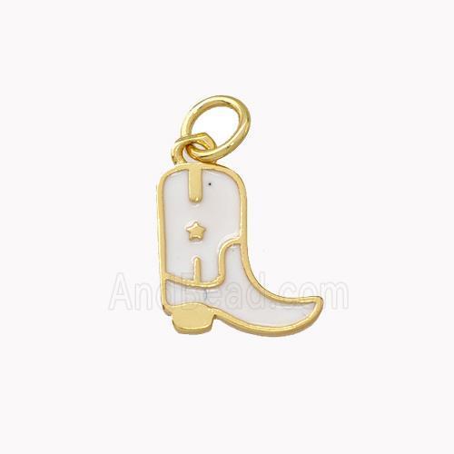 Copper Shoes Pendant White Enamel Gold Plated