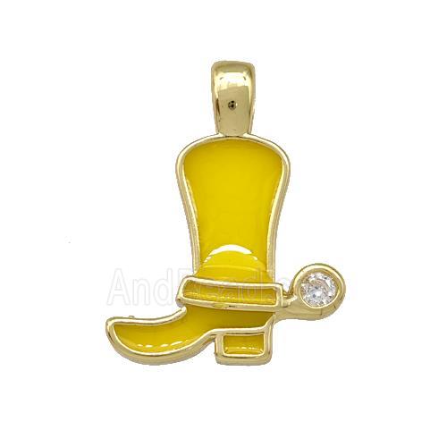 Copper Shoes Pendant Yellow Enamel Gold Plated