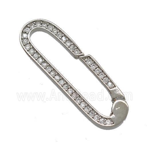 Copper Carabiner Clasp Micro Pave Zirconia Platinum Plated
