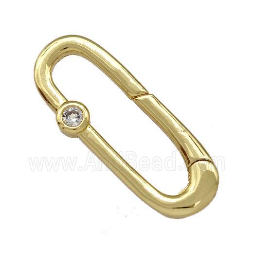 Copper Carabiner Clasp Micro Pave Zirconia Gold Plated