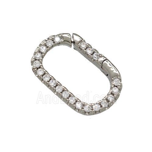 Copper Carabiner Clasp Micro Pave Zirconia Platinum Plated