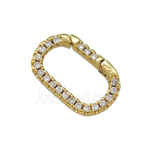 Copper Carabiner Clasp Micro Pave Zirconia Gold Plated