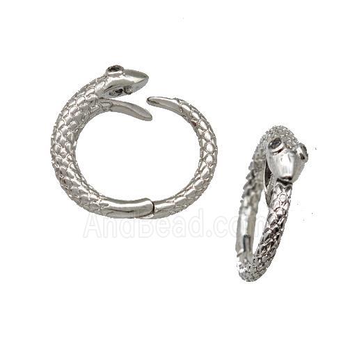 Copper Snake Clasp Pave Zircon Platinum Plated