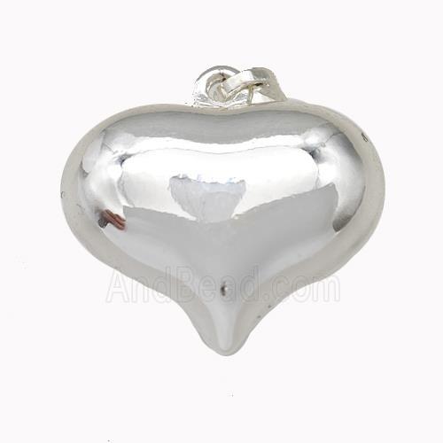 Copper Heart Pendant Hollow Shiny Silver