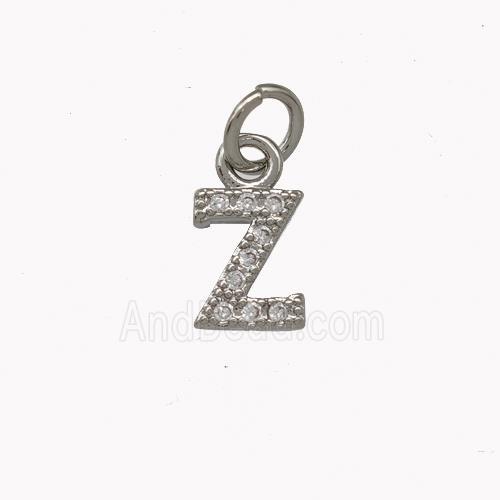 Copper Letter-Z Pendant Pave Zirconia Platinum Plated