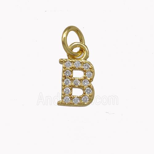 Copper Letter-B Pendant Pave Zirconia Gold Plated