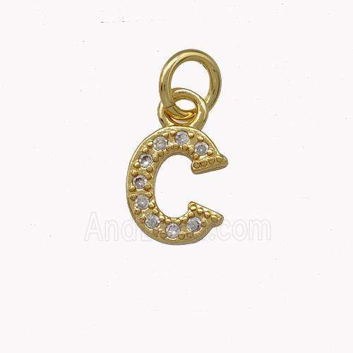 Copper Letter-C Pendant Pave Zirconia Gold Plated