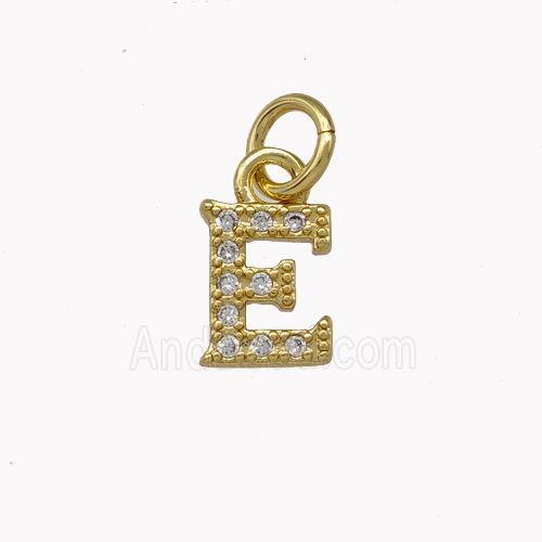 Copper Letter-E Pendant Pave Zirconia Gold Plated