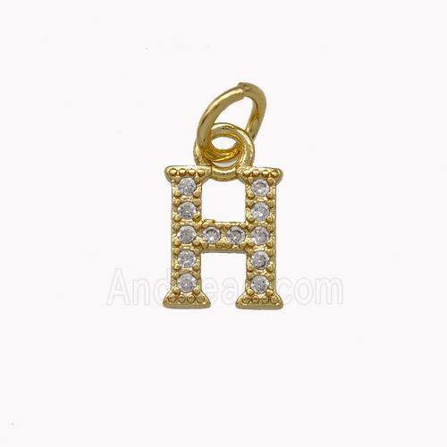 Copper Letter-H Pendant Pave Zirconia Gold Plated