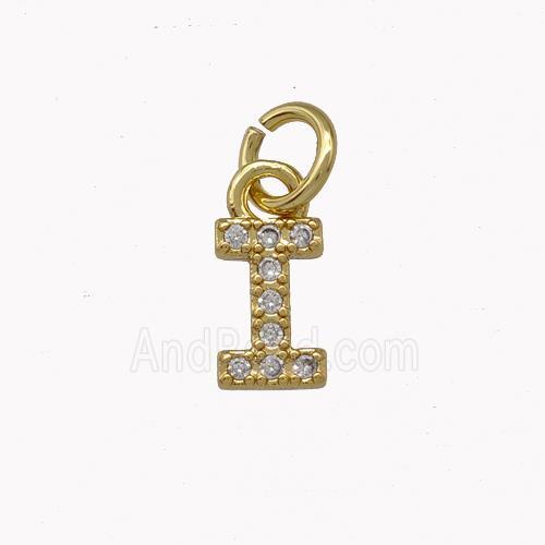 Copper Letter-I Pendant Pave Zirconia Gold Plated