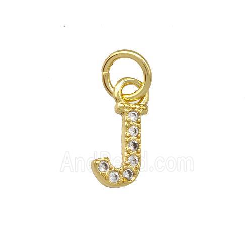 Copper Letter-J Pendant Pave Zirconia Gold Plated