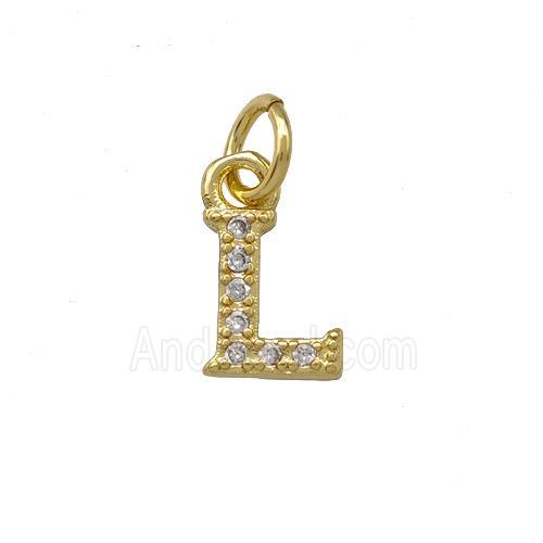 Copper Letter-L Pendant Pave Zirconia Gold Plated