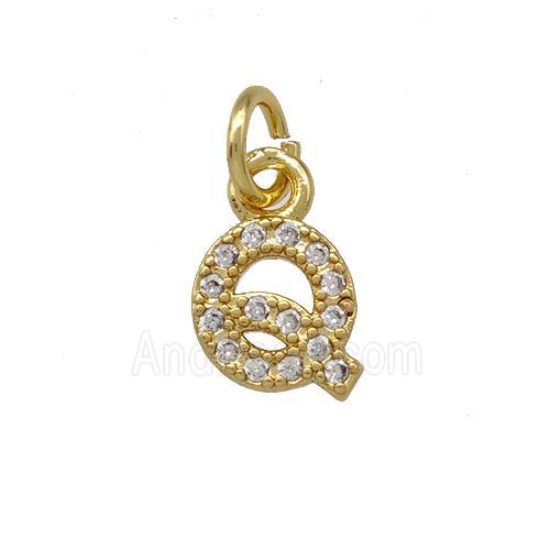 Copper Letter-Q Pendant Pave Zirconia Gold Plated