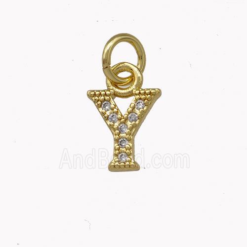 Copper Letter-Y Pendant Pave Zirconia Gold Plated