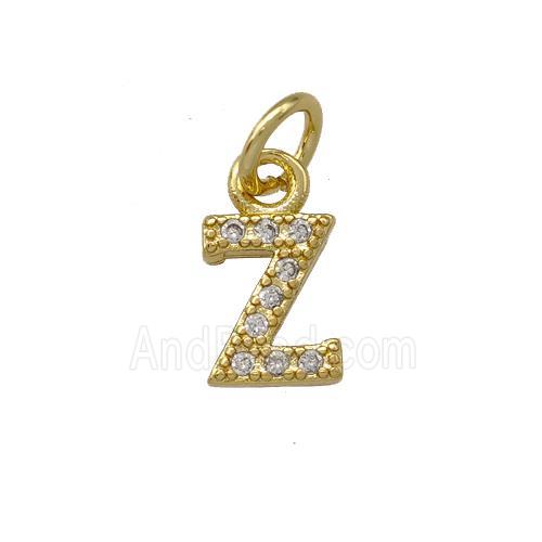 Copper Letter-Z Pendant Pave Zirconia Gold Plated