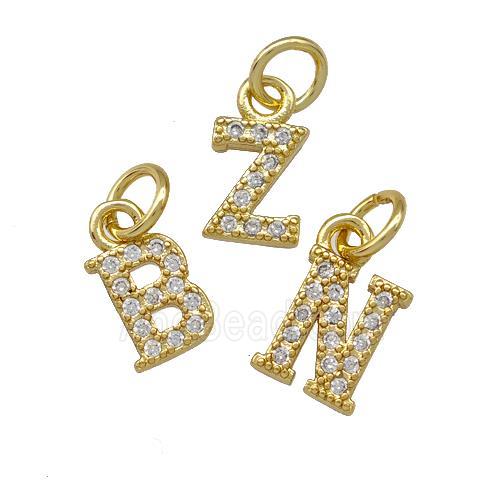 Copper Alphabet Pendant Pave Zirconia Mixed Letters Gold Plated