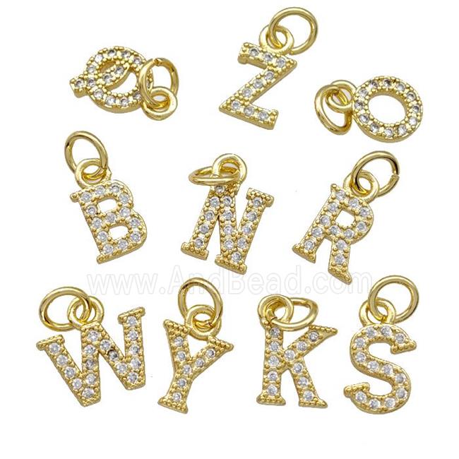 Copper Alphabet Pendant Pave Zirconia Mixed Letters Gold Plated