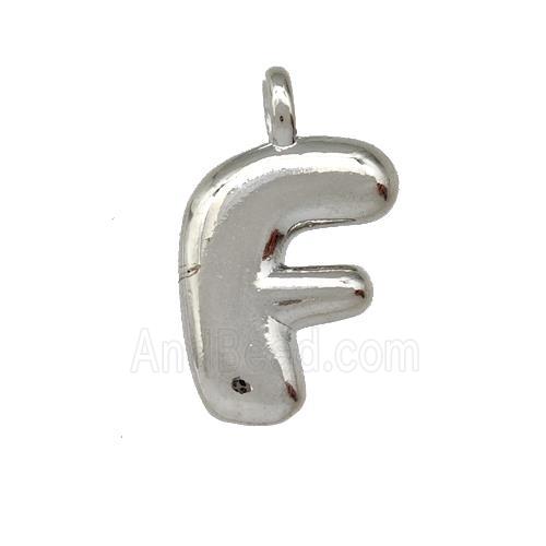 Copper Letter-F Pendant Platinum Plated