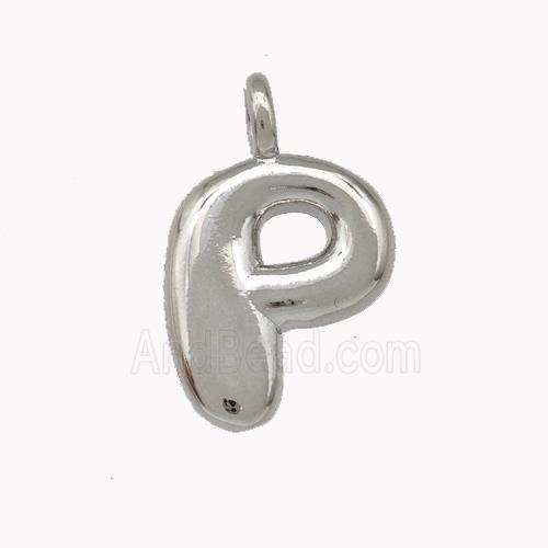 Copper Letter-P Pendant Platinum Plated