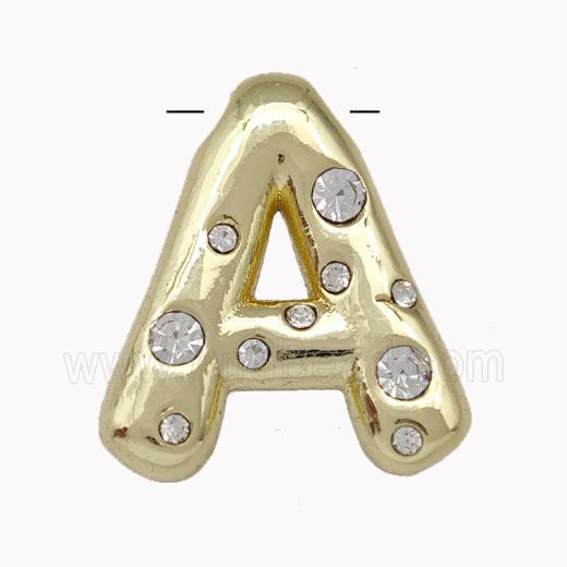 Copper Pendant Pave Zirconia Letter-AGold Plated