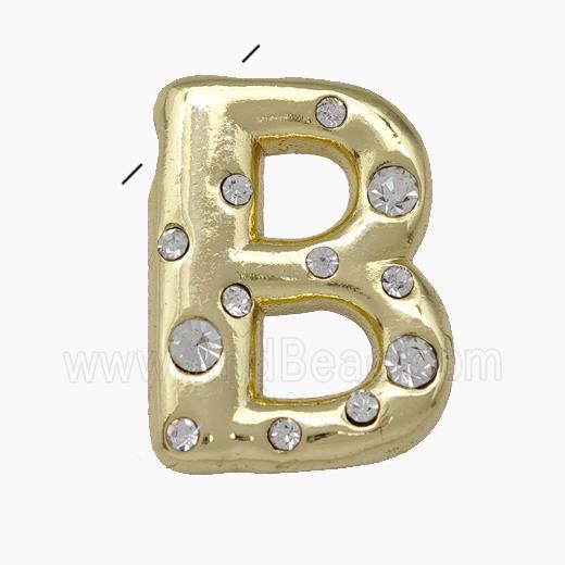 Copper Pendant Pave Zirconia Letter-B Gold Plated