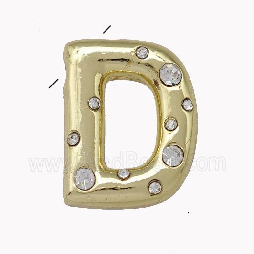 Copper Pendant Pave Zirconia Letter-D Gold Plated