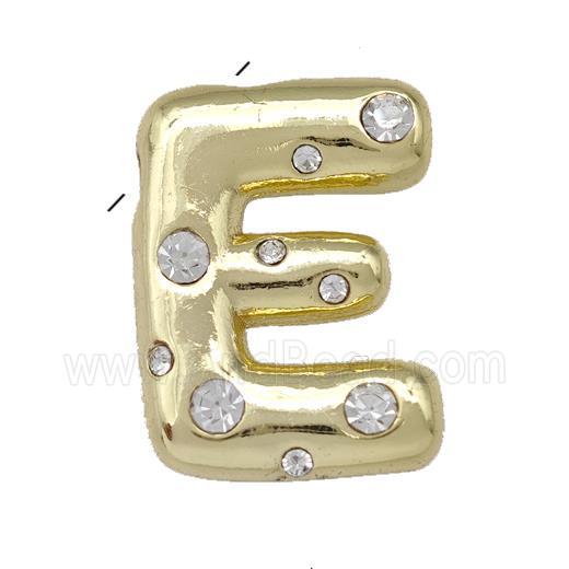 Copper Pendant Pave Zirconia Letter-E Gold Plated