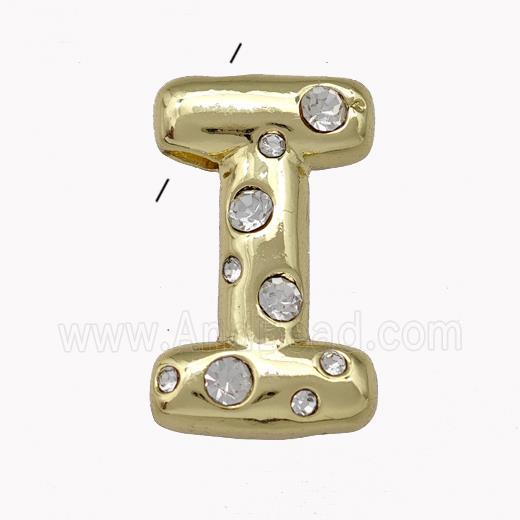Copper Pendant Pave Zirconia Letter-I Gold Plated