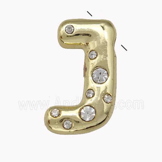 Copper Pendant Pave Zirconia Letter-J Gold Plated