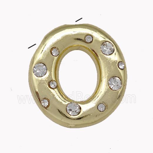 Copper Pendant Pave Zirconia Letter-O Gold Plated