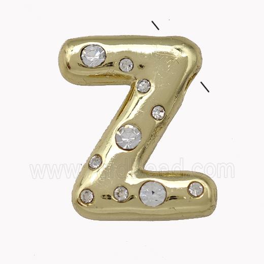 Copper Pendant Pave Zirconia Letter-Z Gold Plated
