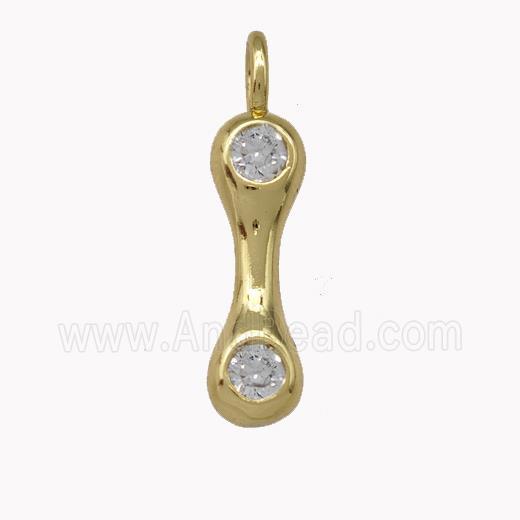 Copper Pendant Pave Zirconia Letter-I Gold Plated