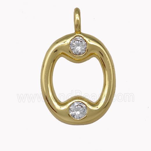 Copper Pendant Pave Zirconia Letter-O Gold Plated