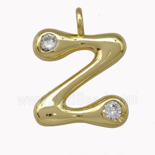 Copper Pendant Pave Zirconia Letter-Z Gold Plated