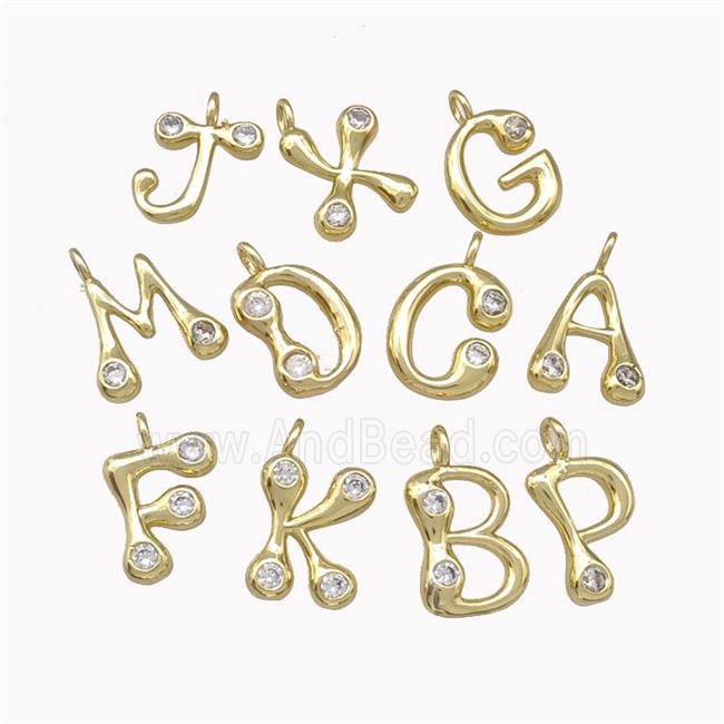 Copper Alphabet Pendant Pave Zirconia Mixed Letters Gold Plated